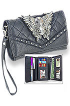 Silver Skull Embellished Wristlet