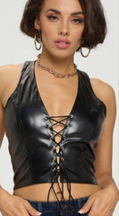 Faux Leather Halter Top